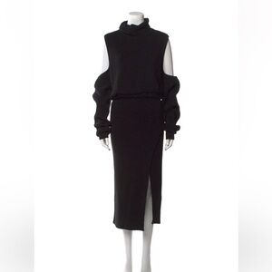 Brandon Maxwell Cutout Knit Wool-Blend Midi Dress Size M